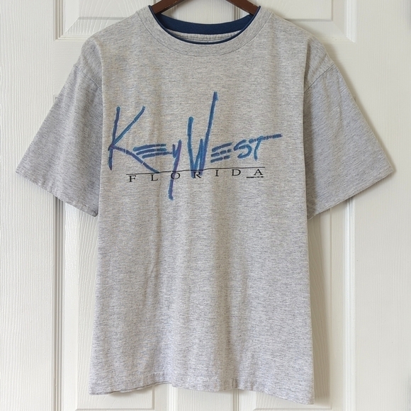 1991 Vintage Classic Key West Florida Short Sleeve Crewneck T-shirt Gray Large - Picture 1 of 10